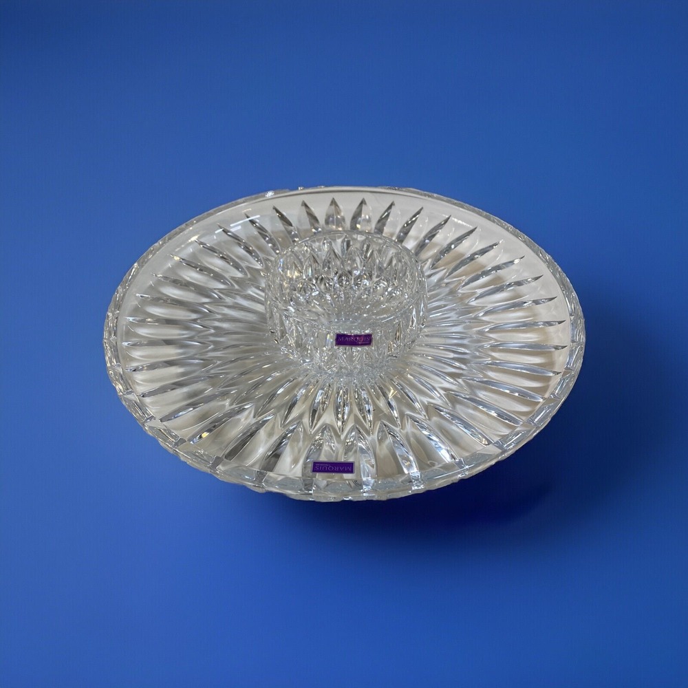 WATERFORD CRYSTAL NEW WITH GIFT  BOX 2 PIECE  VEG / DIP 13"ROUND TRAY